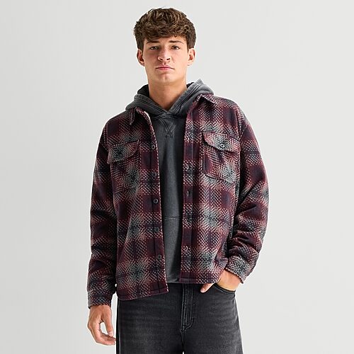 Arizona Mens Fleece Shirt Jacket In Red