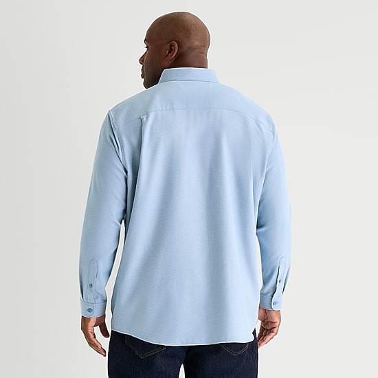 Shaquille O'Neal XLG™ Brushed Mens Long Sleeve Regular Fit Big and Tall Button-Down Shirt