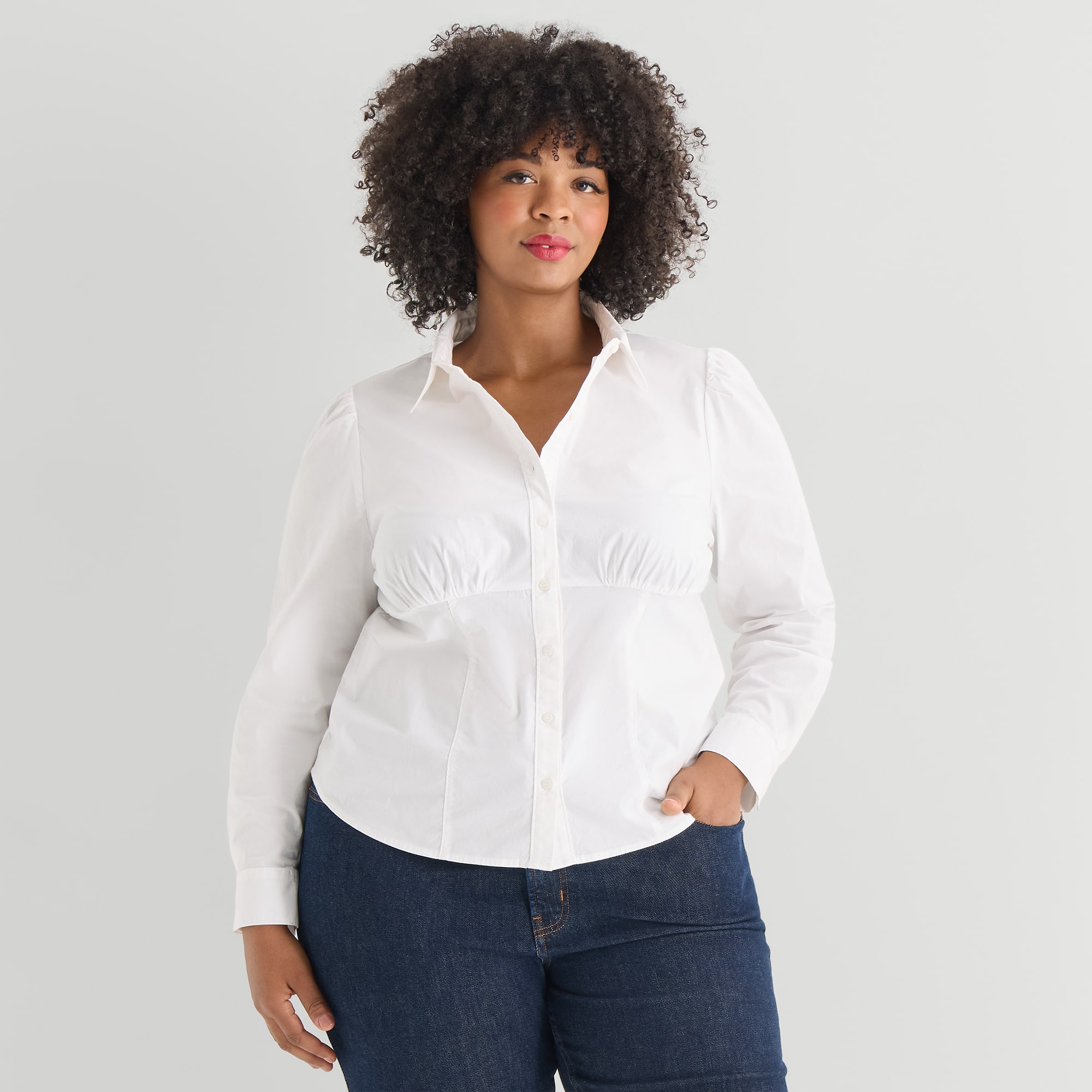 Marilyn Monroe Womens Long Sleeve Cuffed Regular Fit Plus Button-Down Shirt