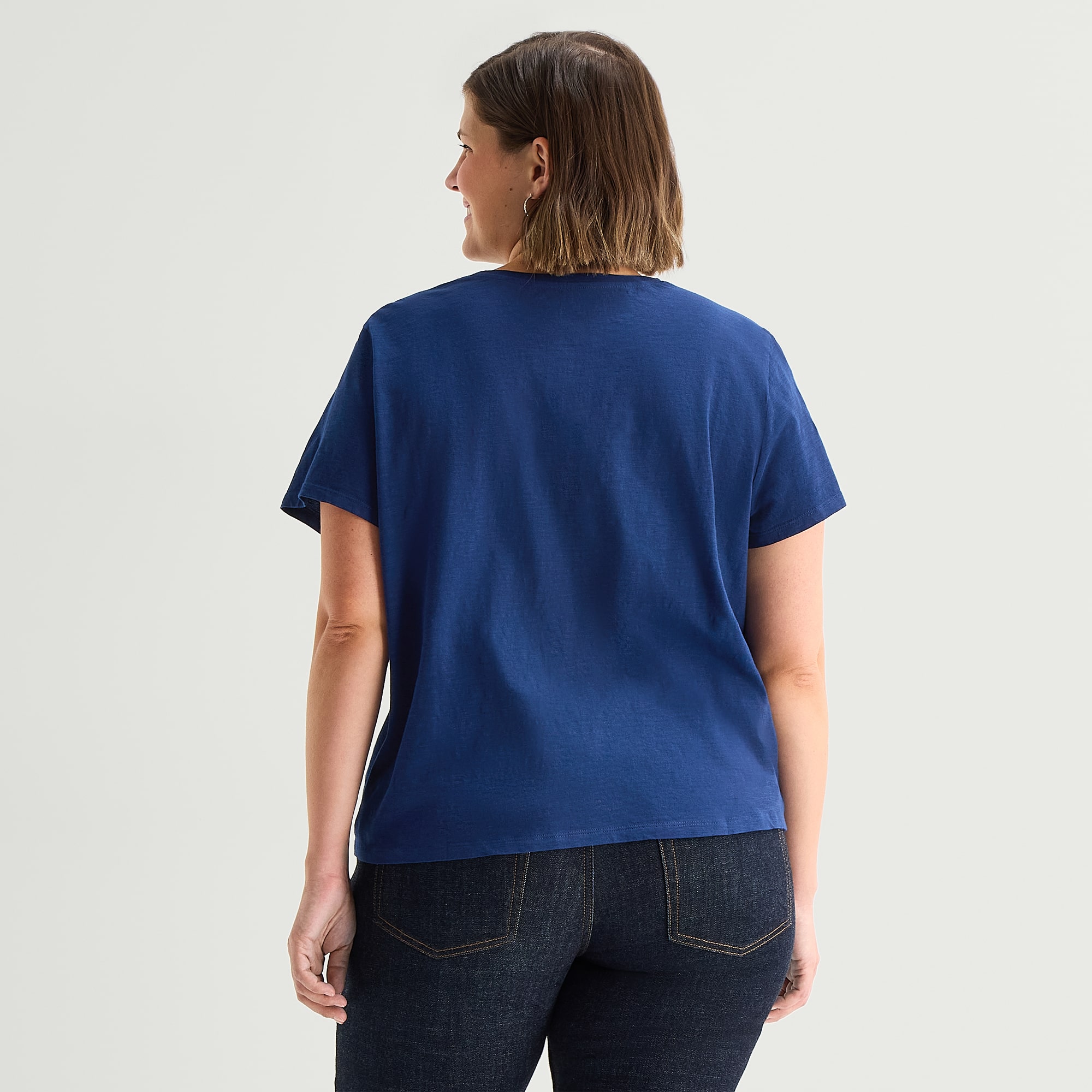 St. John's Bay Womens Plus Crew Neck Short Sleeve T-Shirt