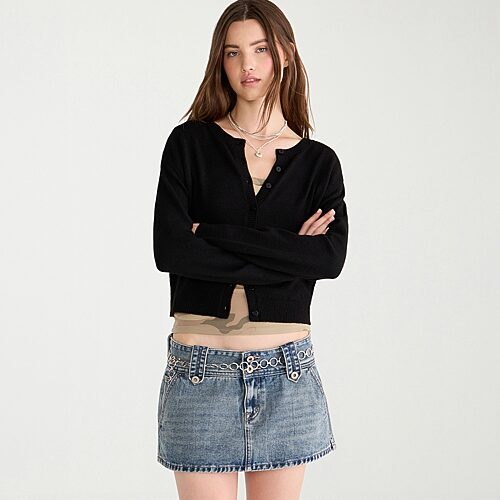 Aéropostale Womens Round Neck Long Sleeve Button Juniors Cardigan In Black