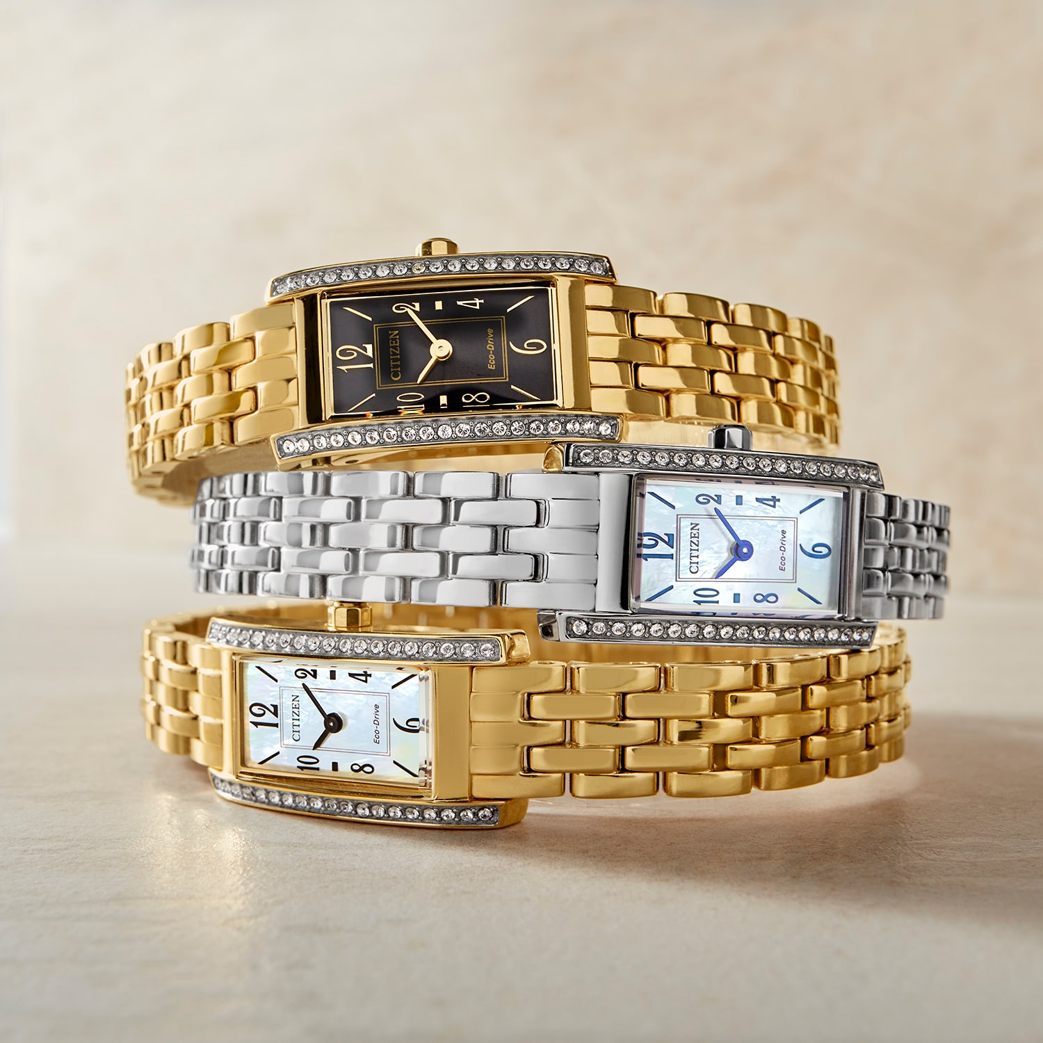 Citizen Womens Gold Tone Stainless Steel Bracelet Watch Eg7112-59e