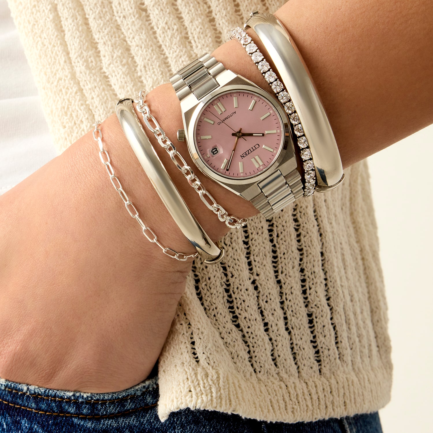 Citizen Tsuyosa Womens Automatic Silver Tone Stainless Steel Bracelet Watch Nj0200-50z