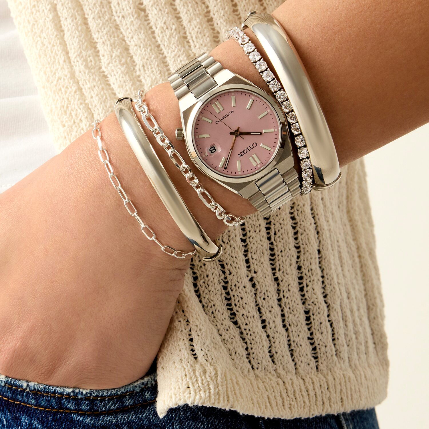 Made in Italy Womens Sterling Silver 7.5 Inch Solid Paperclip Chain Bracelet