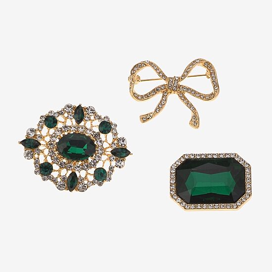 Bijoux Bar Green Glass Brooch