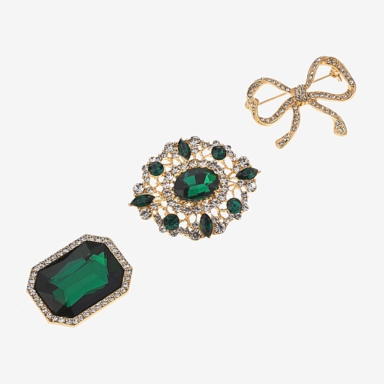 Bijoux Bar Green Glass Brooch