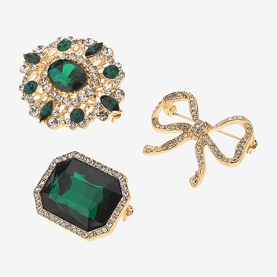 Bijoux Bar Green Glass Brooch