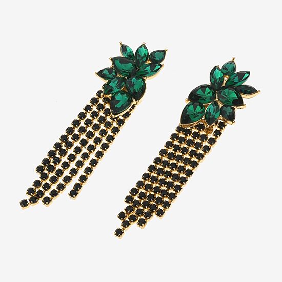 Bijoux Bar Womens Green Glass Drop Earrings
