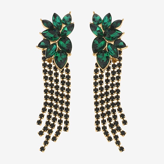 Bijoux Bar Womens Green Glass Drop Earrings