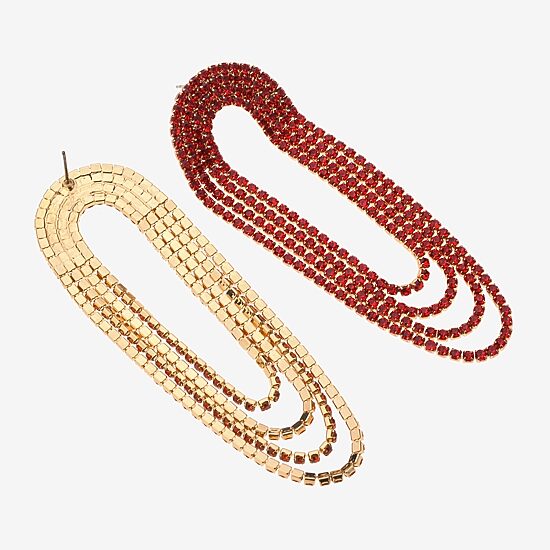 Bijoux Bar Womens Red Glass Round Drop Earrings