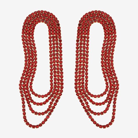 Bijoux Bar Womens Red Glass Round Drop Earrings