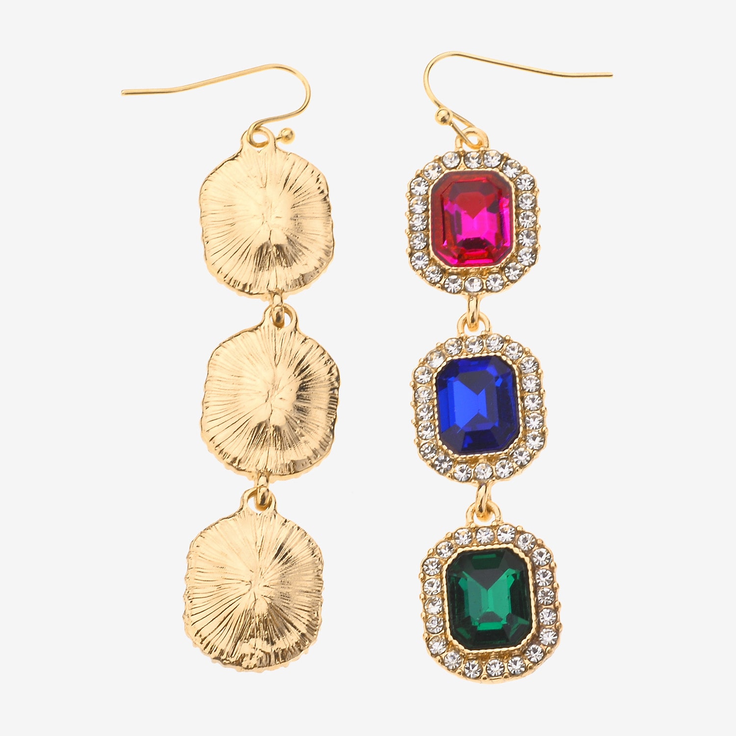 Bijoux Bar Womens Multi Color Glass Square Drop Earrings