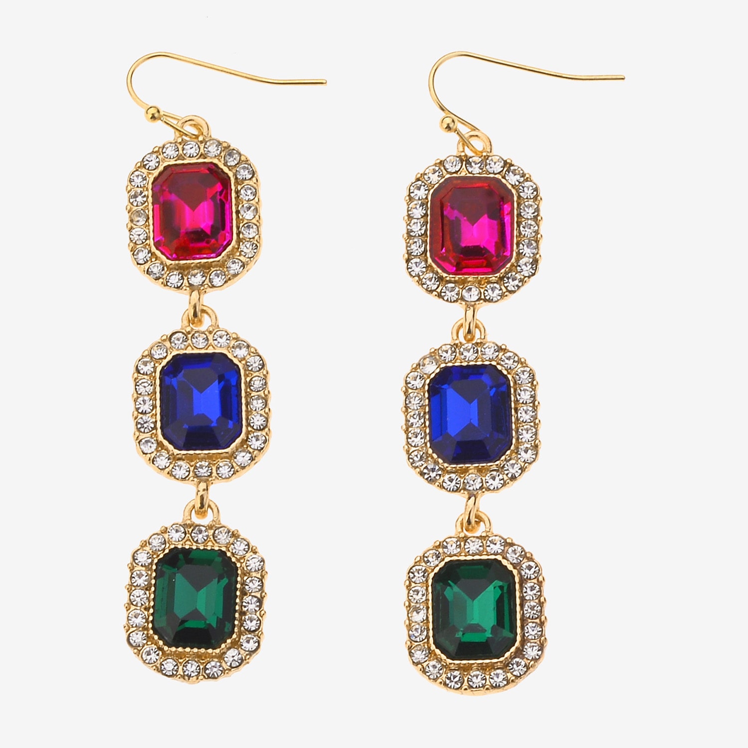 Bijoux Bar Womens Multi Color Glass Square Drop Earrings