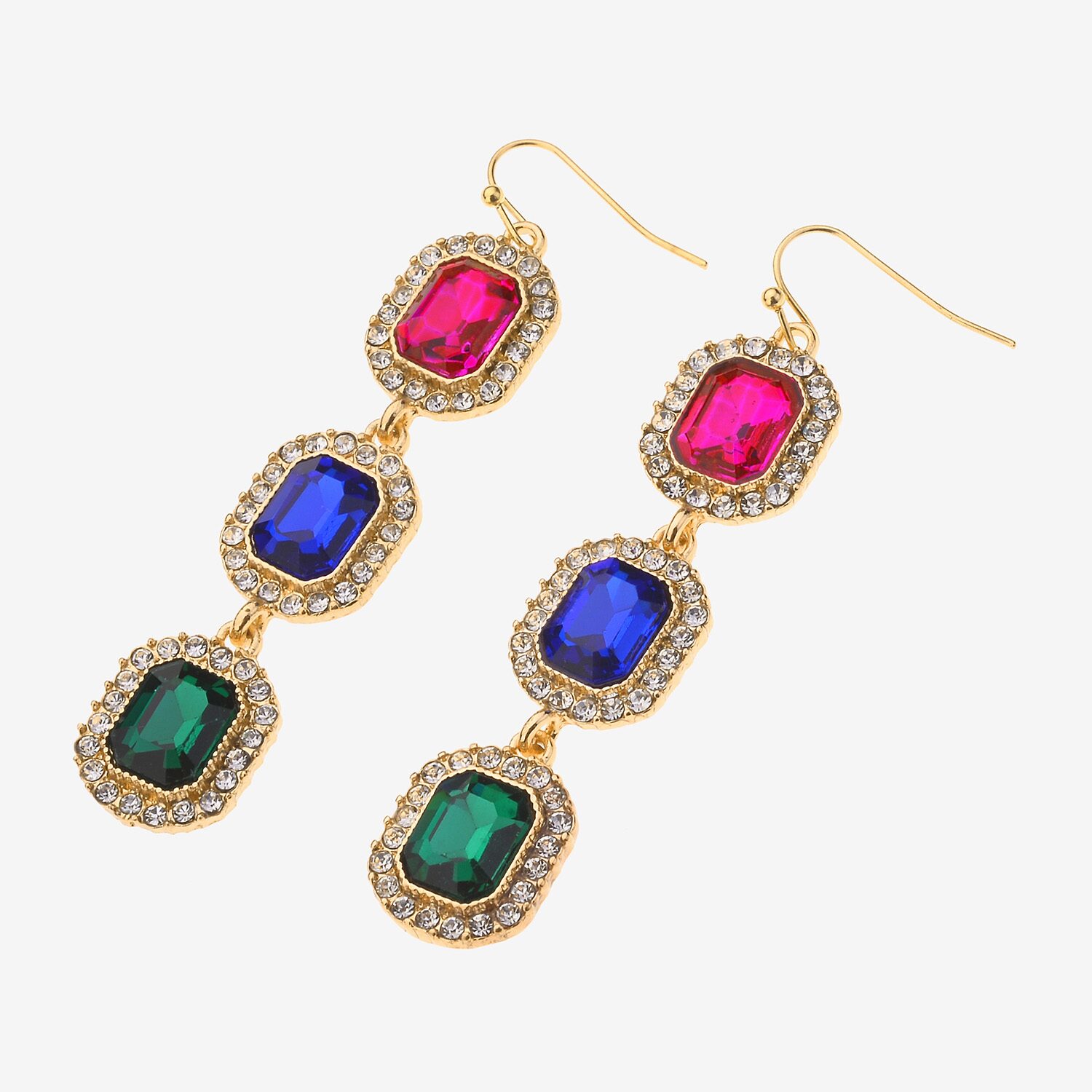 Bijoux Bar Womens Multi Color Glass Square Drop Earrings