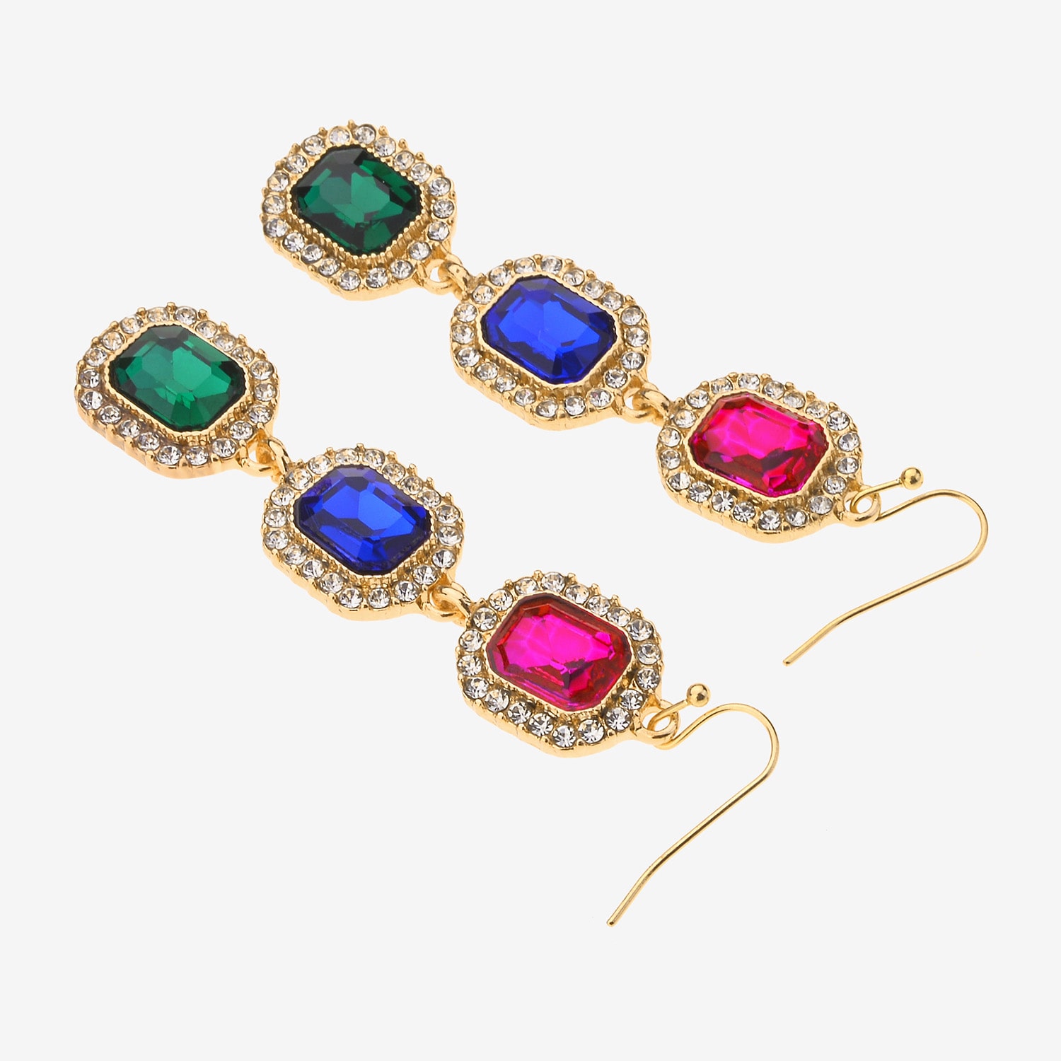 Bijoux Bar Womens Multi Color Glass Square Drop Earrings