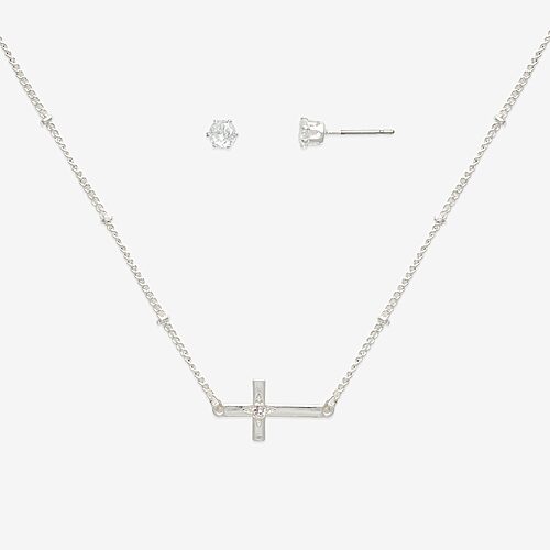 Mixit Womens Cubic Zirconia 3-pc. Pendant Necklace Set In Silver