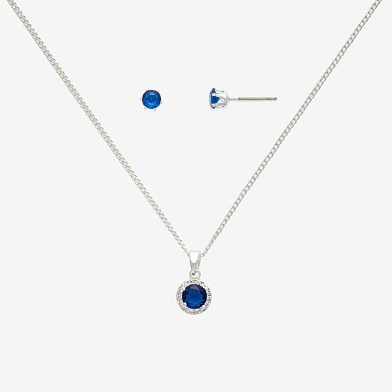 Mixit Womens Blue Cubic Zirconia 3-pc. Pendant Necklace Set