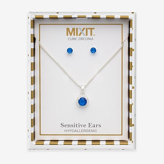 Mixit Womens Blue Cubic Zirconia 3-pc. Pendant Necklace Set
