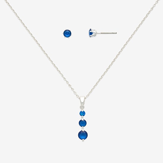 Mixit Womens Blue Cubic Zirconia 3-pc. Pendant Necklace Set