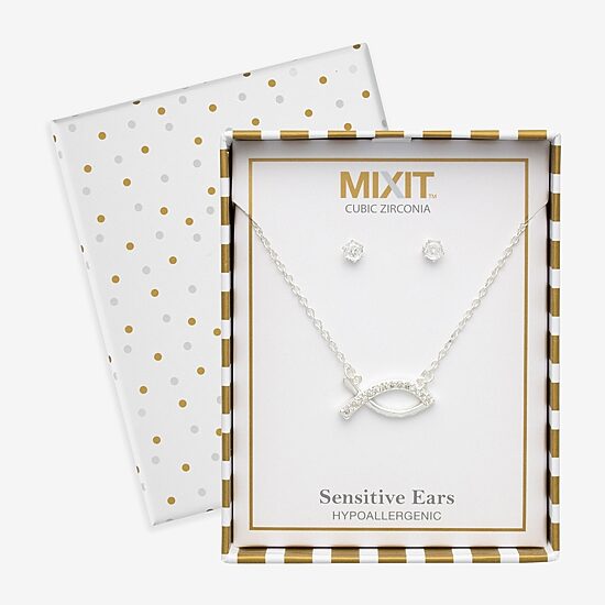 Mixit Womens Cubic Zirconia 3-pc. Pendant Necklace Set
