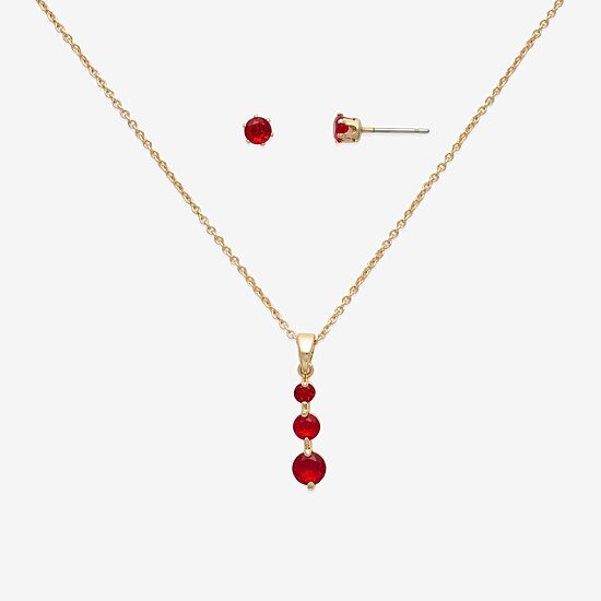 Mixit Womens Red Cubic Zirconia 3-pc. Pendant Necklace Set