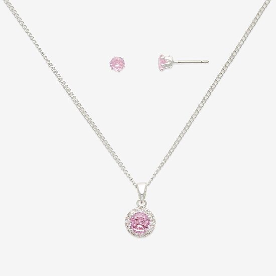 Mixit Womens Pink Cubic Zirconia 3-pc. Pendant Necklace Set