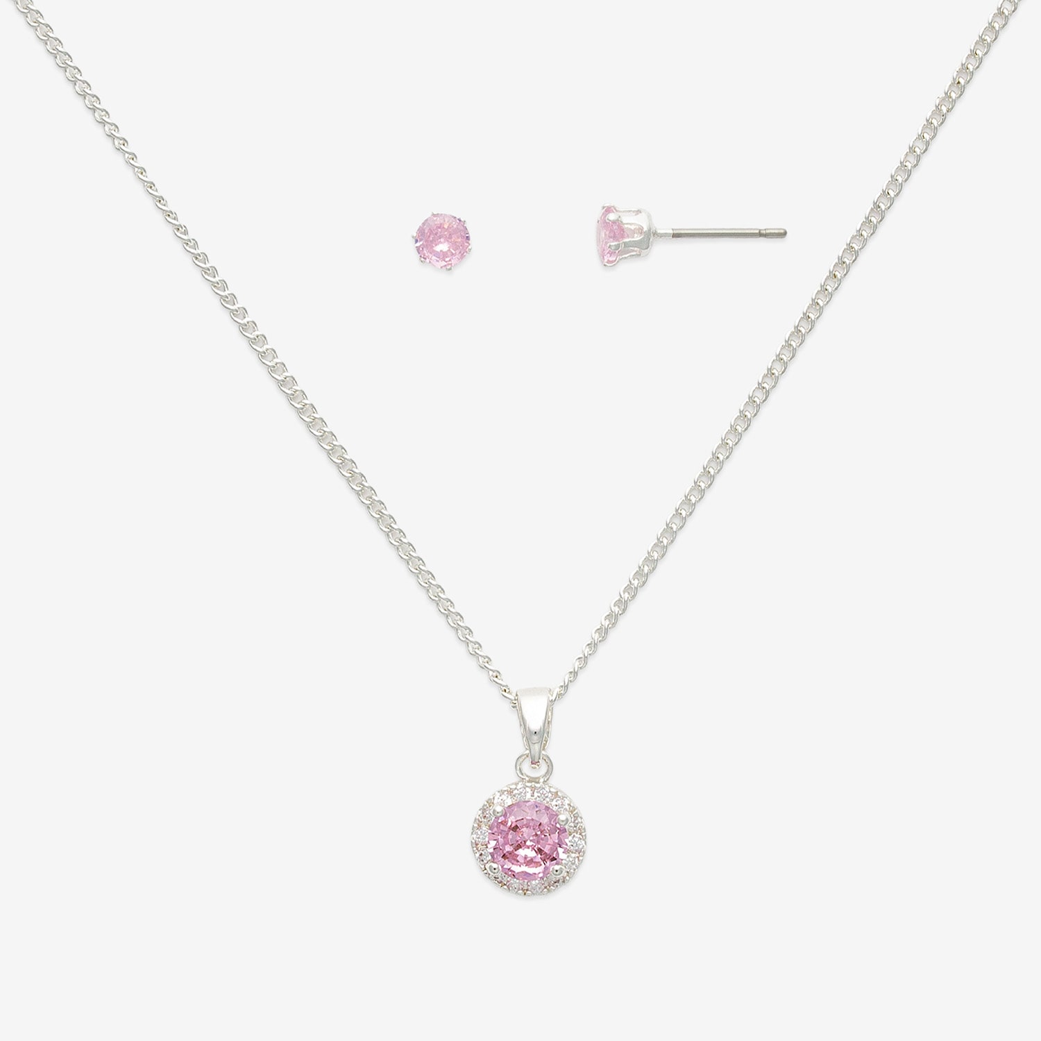 Mixit Womens Pink Cubic Zirconia 3-pc. Pendant Necklace Set