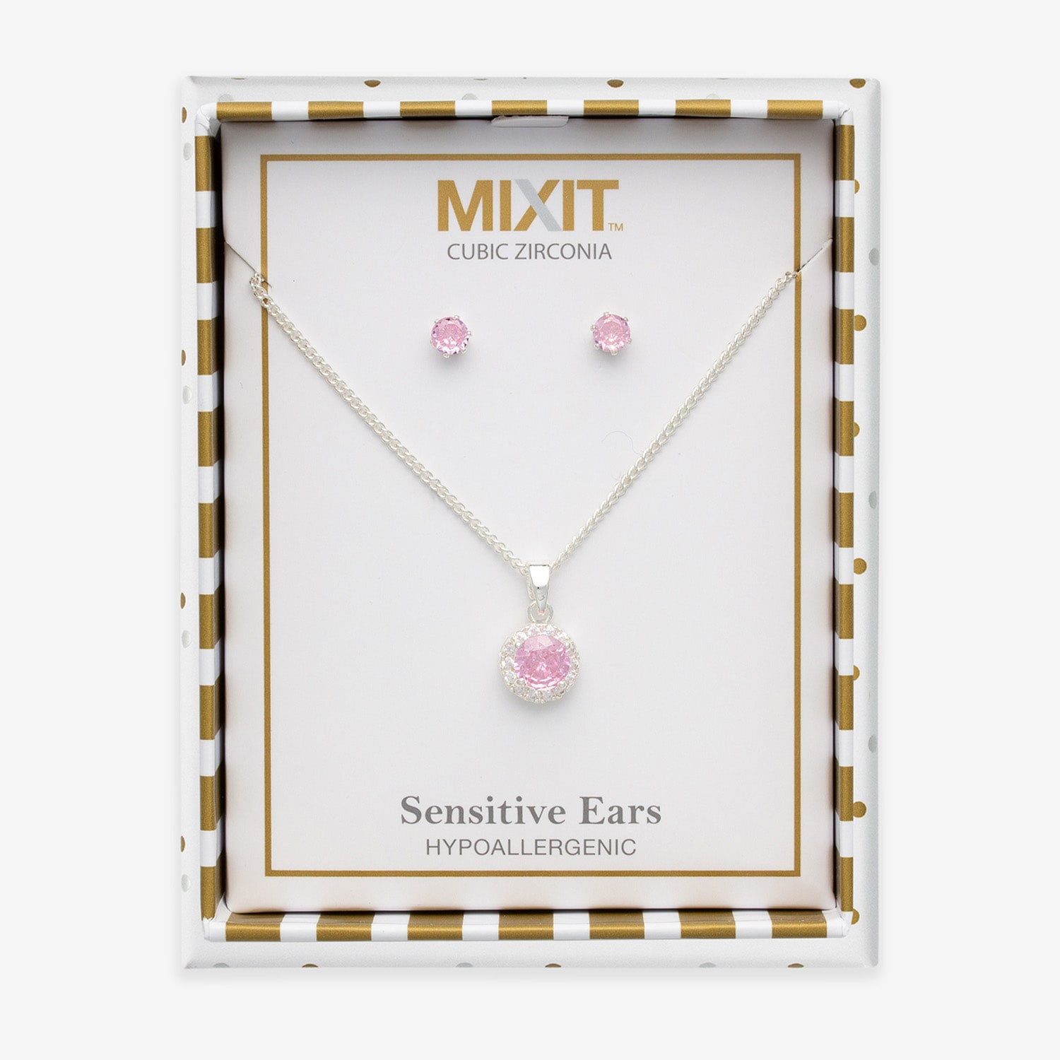 Mixit Womens Pink Cubic Zirconia 3-pc. Pendant Necklace Set
