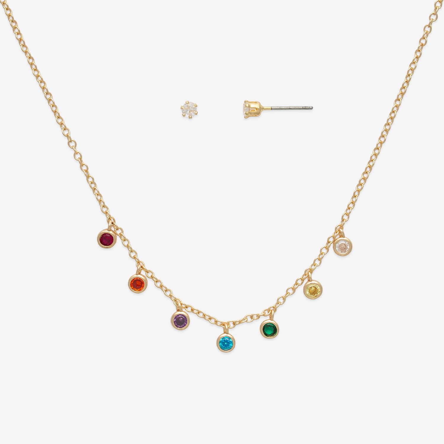 Mixit Womens Multi Color Cubic Zirconia 3-pc. Pendant Necklace Set