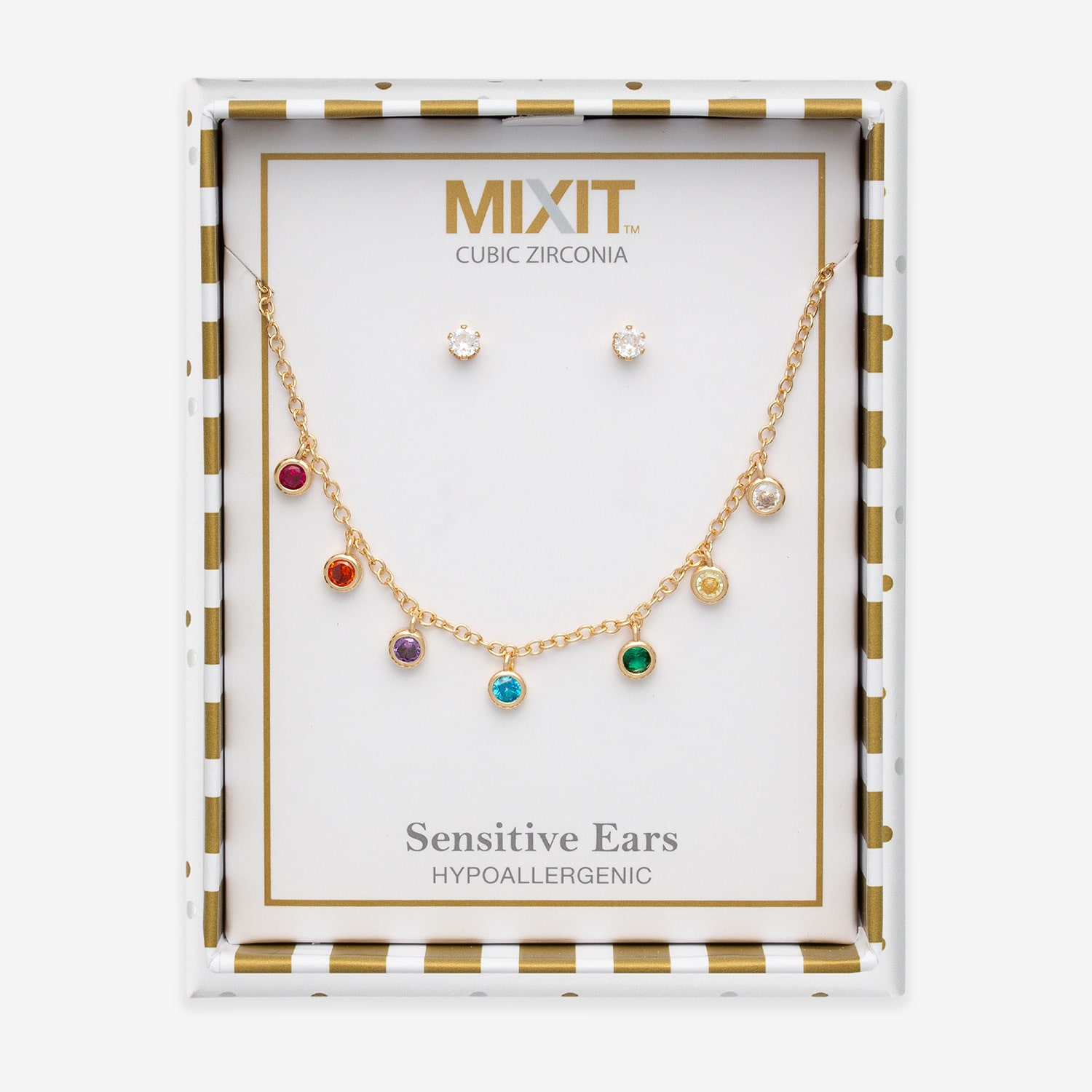 Mixit Womens Multi Color Cubic Zirconia 3-pc. Pendant Necklace Set
