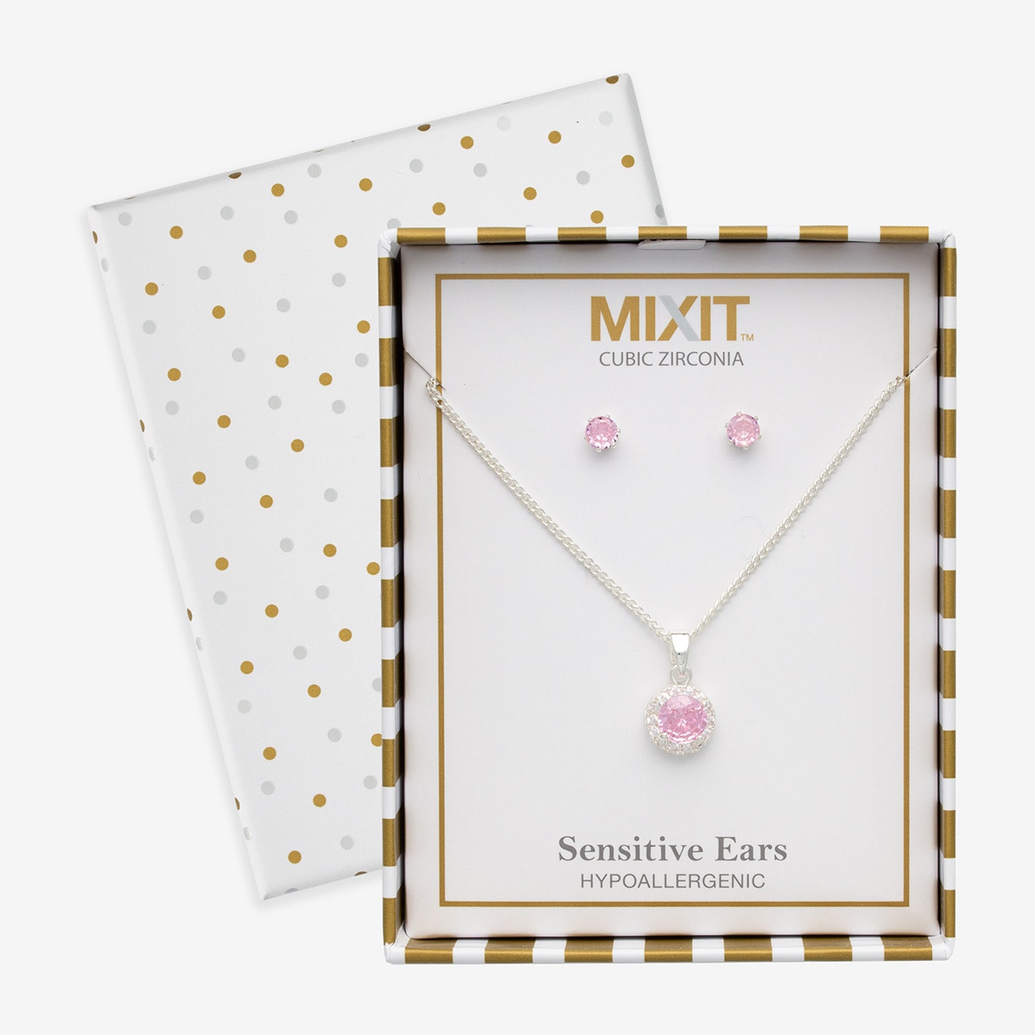 Mixit Womens Pink Cubic Zirconia 3-pc. Pendant Necklace Set