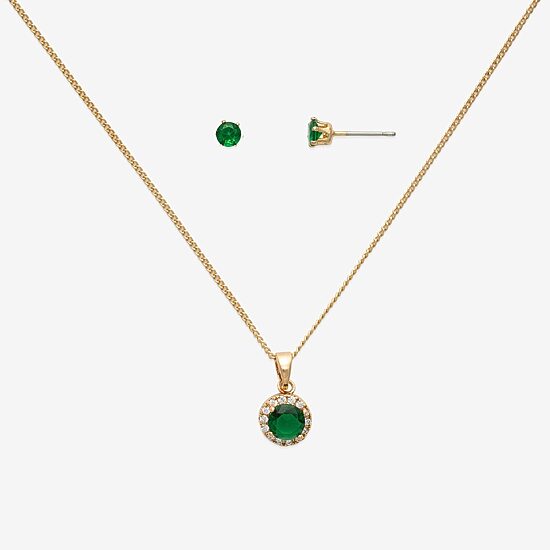 Mixit Womens Green Cubic Zirconia 3-pc. Pendant Necklace Set
