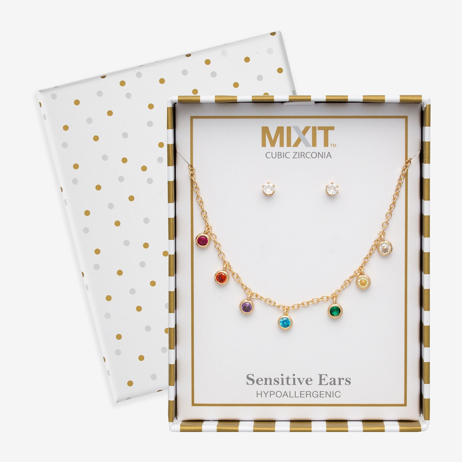 Mixit Womens Multi Color Cubic Zirconia 3-pc. Pendant Necklace Set