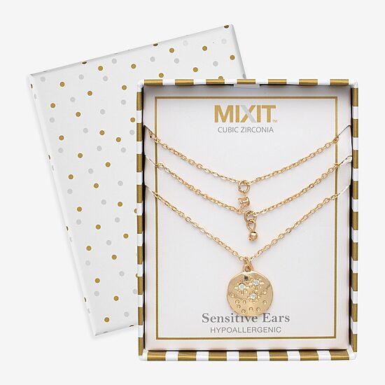 Mixit Womens Cubic Zirconia 3-pc. Pendant Necklace Set