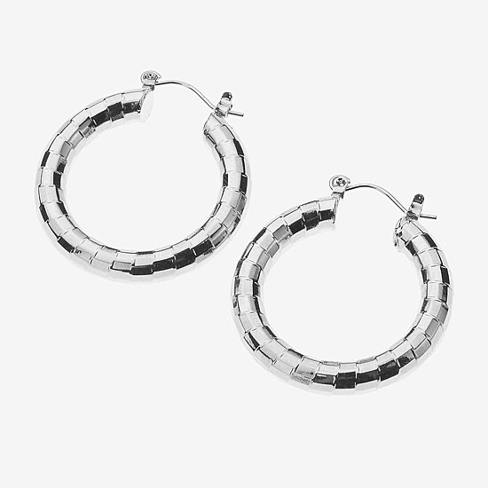 Bold Elements Bold Addiction Womens 1 1/4 Inch Hoop Earrings
