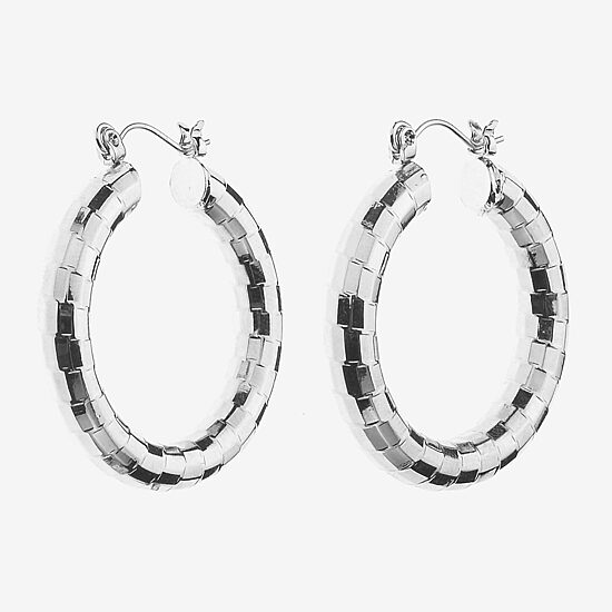 Bold Elements Bold Addiction Womens 1 1/4 Inch Hoop Earrings