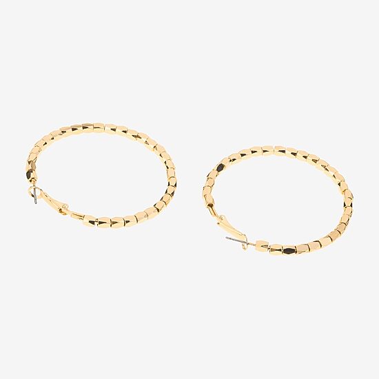 Bold Elements Bold Addiction Womens 10K Gold 2 Inch Hoop Earrings