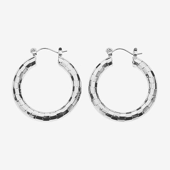 Bold Elements Bold Addiction Womens 1 1/4 Inch Hoop Earrings