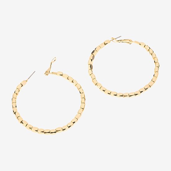 Bold Elements Bold Addiction Womens 10K Gold 2 Inch Hoop Earrings