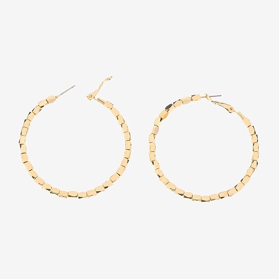 Bold Elements Bold Addiction Womens 10K Gold 2 Inch Hoop Earrings