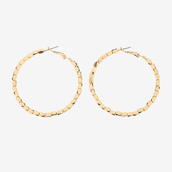 Bold Elements Bold Addiction Womens 10K Gold 2 Inch Hoop Earrings