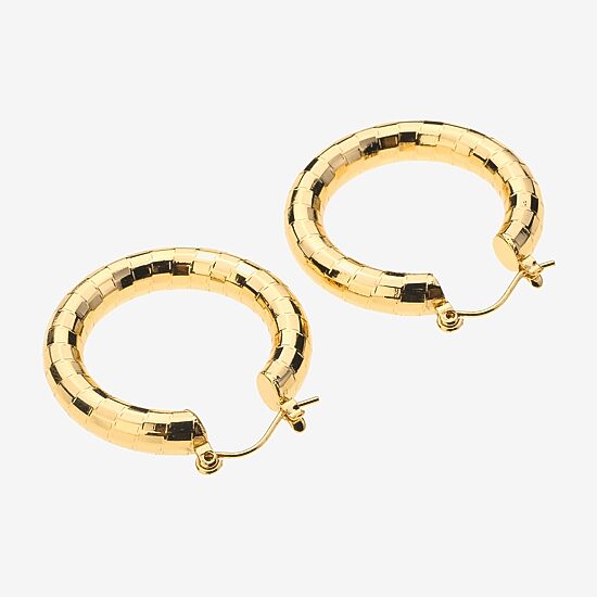 Bold Elements Bold Addiction Womens 10K Gold 1 1/4 Inch Hoop Earrings