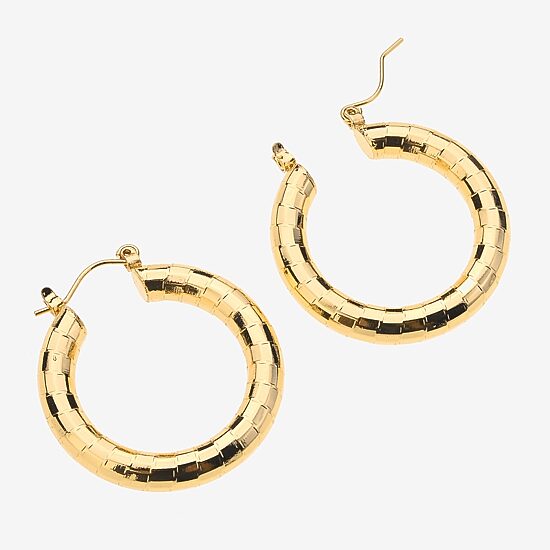 Bold Elements Bold Addiction Womens 10K Gold 1 1/4 Inch Hoop Earrings