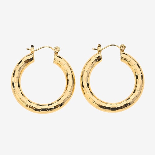 Bold Elements Bold Addiction Womens 10k Gold 1 1/4 Inch Hoop Earrings In Yellow