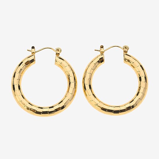 Bold Elements Bold Addiction Womens 10K Gold 1 1/4 Inch Hoop Earrings