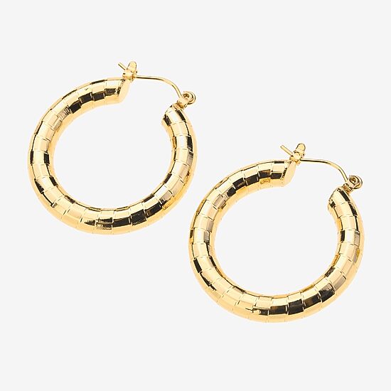 Bold Elements Bold Addiction Womens 10K Gold 1 1/4 Inch Hoop Earrings