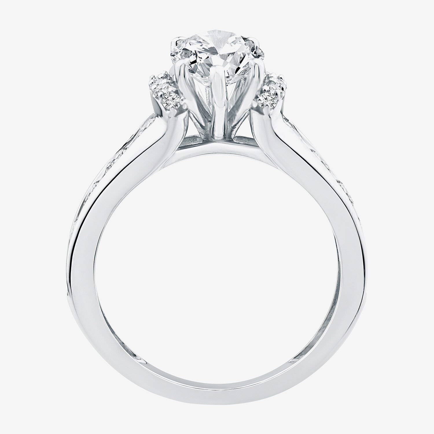 F / Vs2) Womens CT. T.W. Lab Grown White Diamond 14K Gold Marquise Side Stone Engagement Ring