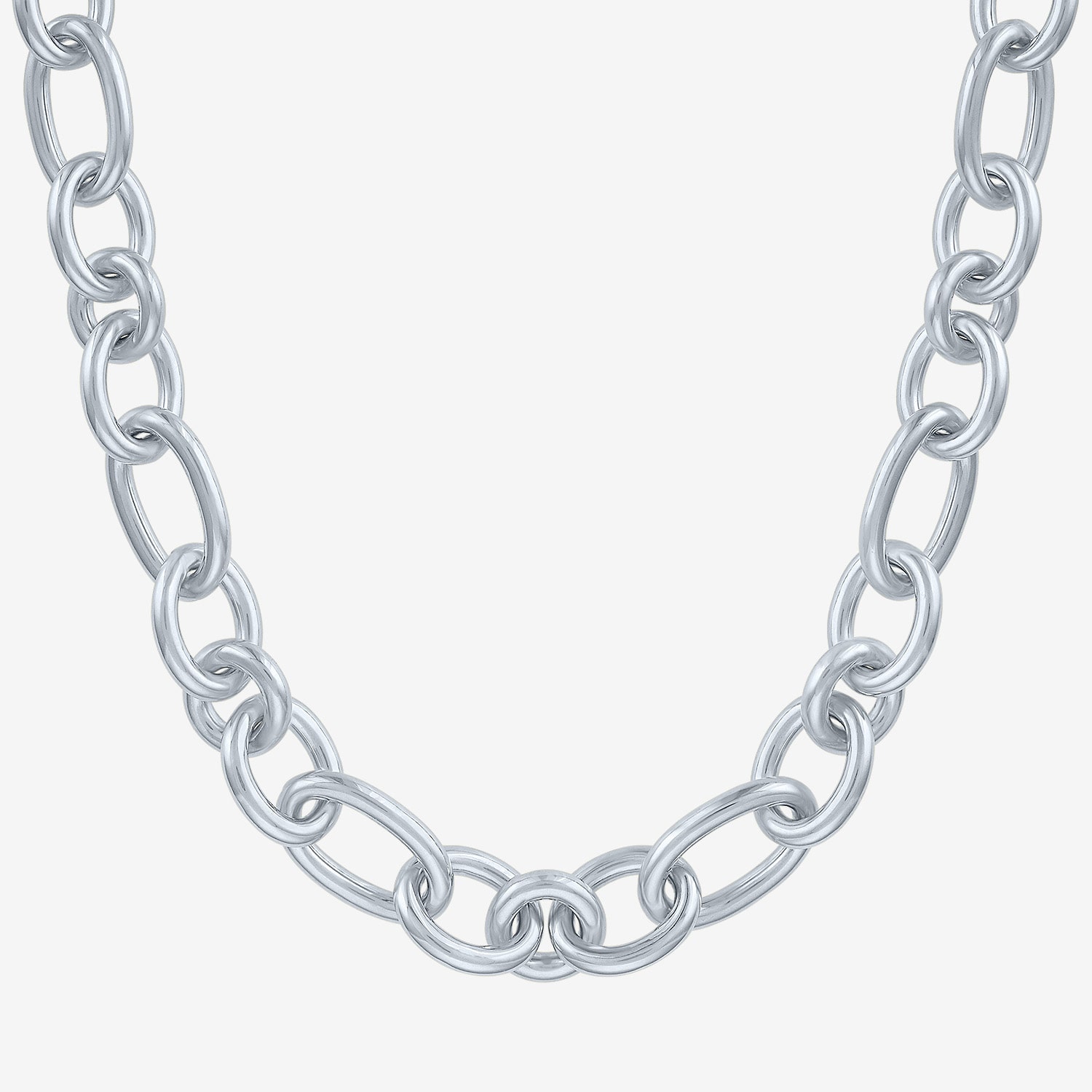 Bold Addiction Womens Pure Silver Over Brass 17 1/2 Inch Chain Necklace