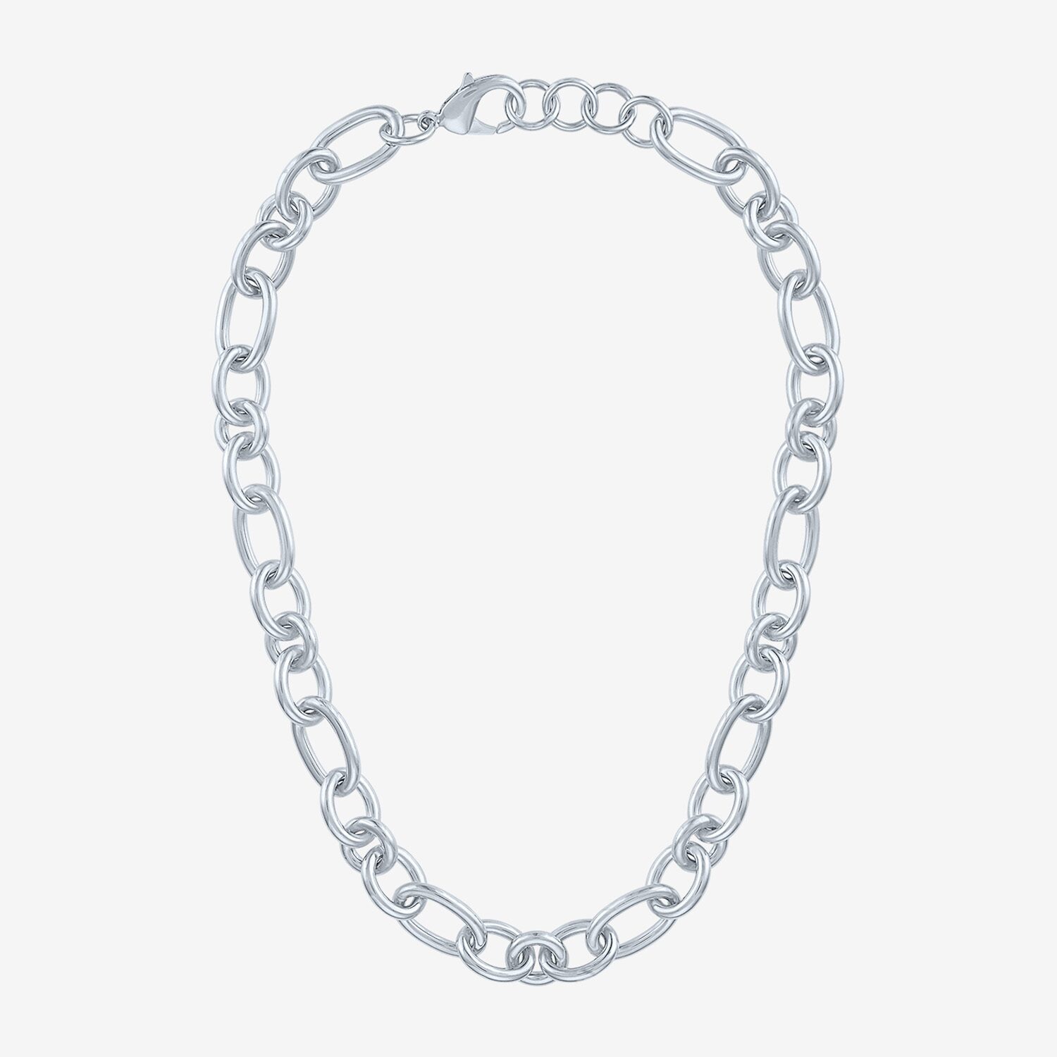 Bold Addiction Womens Pure Silver Over Brass 17 1/2 Inch Chain Necklace