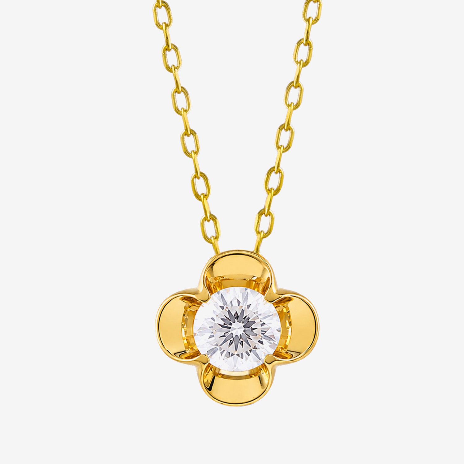 (I / I2) Womens 1/2 CT. Lab Grown White Diamond 14K Gold Over Silver Clover 18 Inch Pendant Necklace